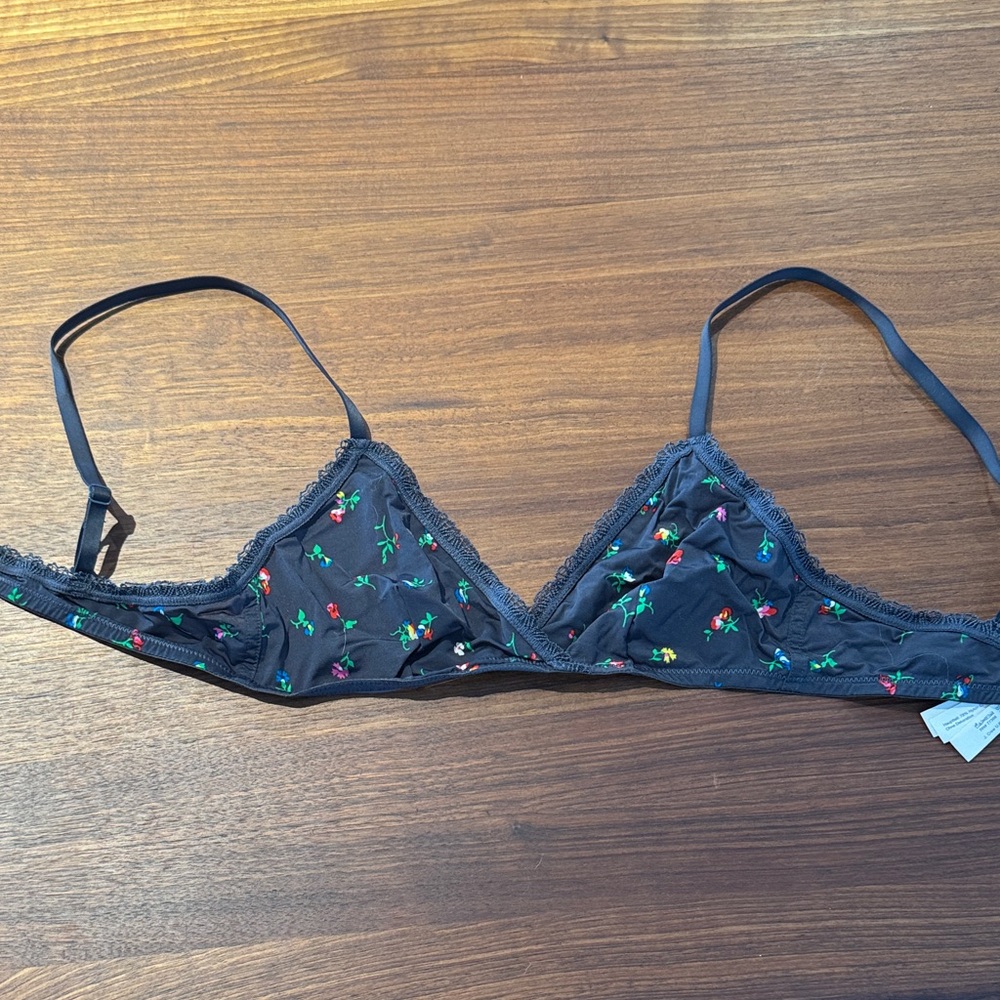J. Crew Dark Gray Floral Bra